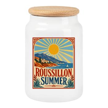 Roussillon Summer Vintage - Cookie Jar with Wooden Lid - white - Front
