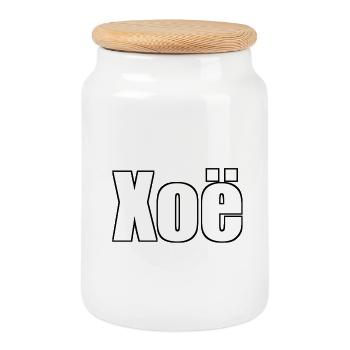 Xoë - (Nom humain) - Boîte à biscuits avec couvercle en bois - blanc - Devant
