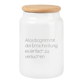 Motivierender Spruch  - Keksdose mit Holzdeckel - Weiß - Vorne