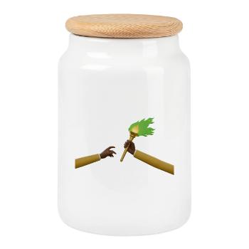 Congo - Passation de Flamme Zaïre - Boîte à biscuits avec couvercle en bois - blanc - Devant