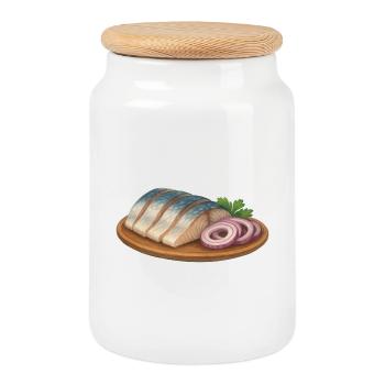 Dons du Grand Nord - Filet de hareng - Boîte à biscuits avec couvercle en bois - blanc - Devant