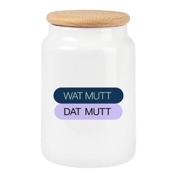 WAT MUTT - DAT MUTT - Keksdose mit Holzdeckel - Weiß - Vorne