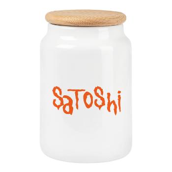 Satoshi - Boîte à biscuits avec couvercle en bois - blanc - Devant