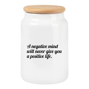 Motivational saying English - Cookie Jar with Wooden Lid - white - Front