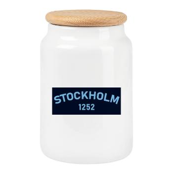 Stockholm 1252 - Cookie Jar with Wooden Lid - white - Front