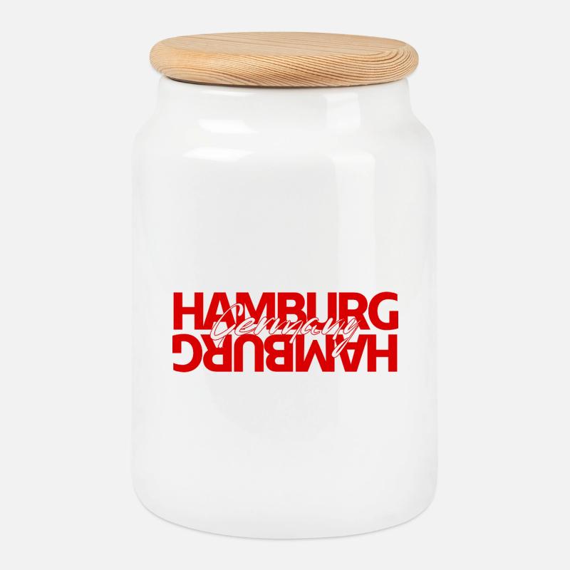 Hamburg Germany Bold Typography - Keksdose mit Holzdeckel - Weiß
