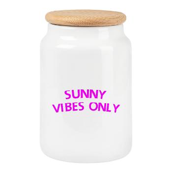 Nur sonnige Vibes - Keksdose mit Holzdeckel - Weiß - Vorne