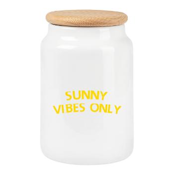 Nur sonnige Vibes - Keksdose mit Holzdeckel - Weiß - Vorne