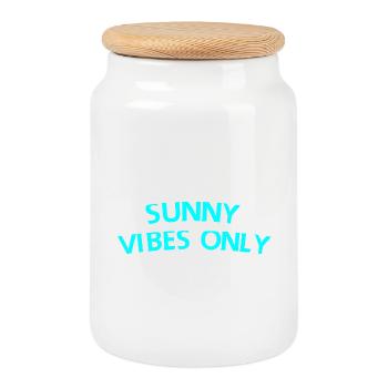 Nur sonnige Vibes - Keksdose mit Holzdeckel - Weiß - Vorne