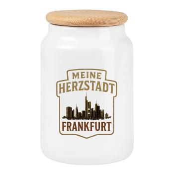 My heart city Frankfurt - Cookie Jar with Wooden Lid - white - Front