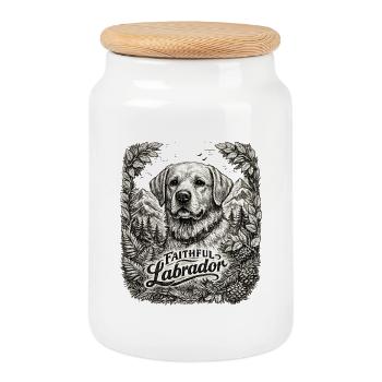 Labrador Retriever Hund Pfote Wald Berge - Keksdose mit Holzdeckel - Weiß - Vorne