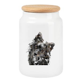 Australian Shepherd - Keksdose mit Holzdeckel - Weiß - Vorne