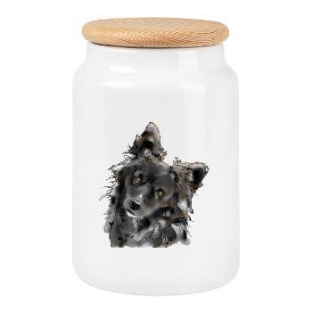 Australian Shepherd - Keksdose mit Holzdeckel - Weiß - Vorne