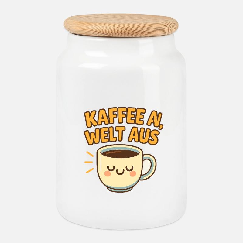 Kaffeewelt Spaßmotiv - Keksdose mit Holzdeckel - Weiß