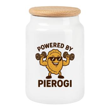 Powerlifter Pierog Motiv - Keksdose mit Holzdeckel - Weiß - Vorne