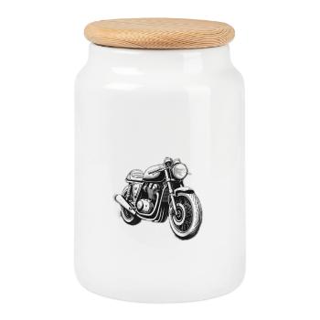Classic Motorcycle Racing weiß - Keksdose mit Holzdeckel - Weiß - Vorne