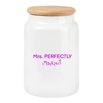 Mrs. PERFECTLY imPerfect - Keksdose mit Holzdeckel - Weiß - Vorne