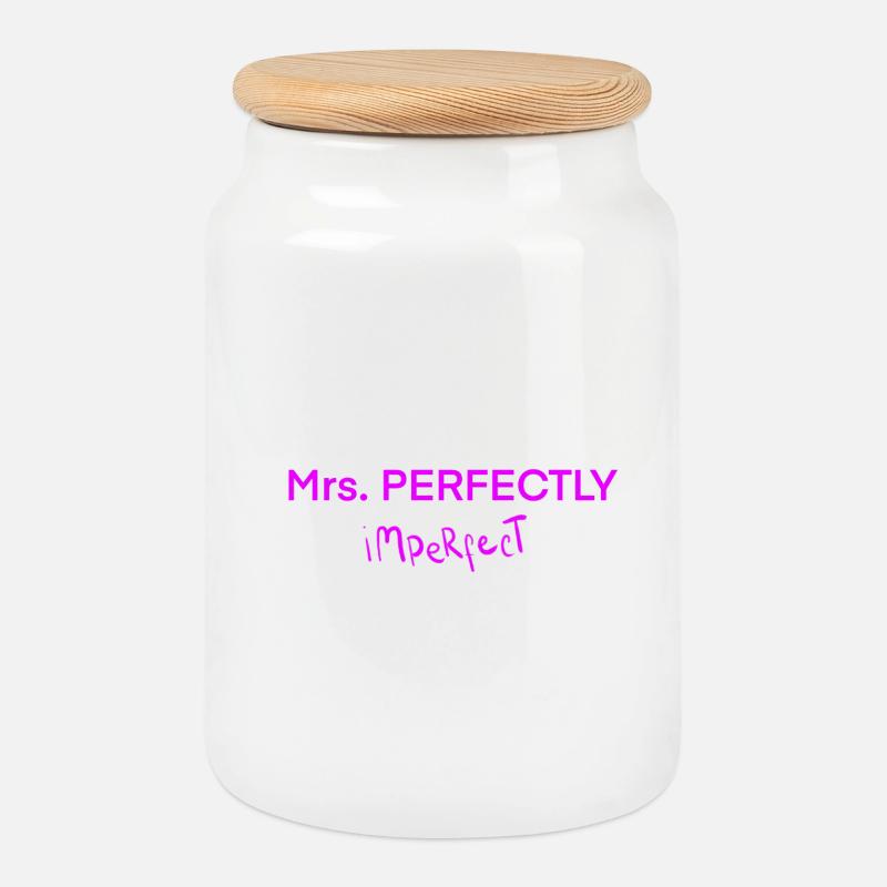 Mrs. PERFECTLY imPerfect - Keksdose mit Holzdeckel - Weiß