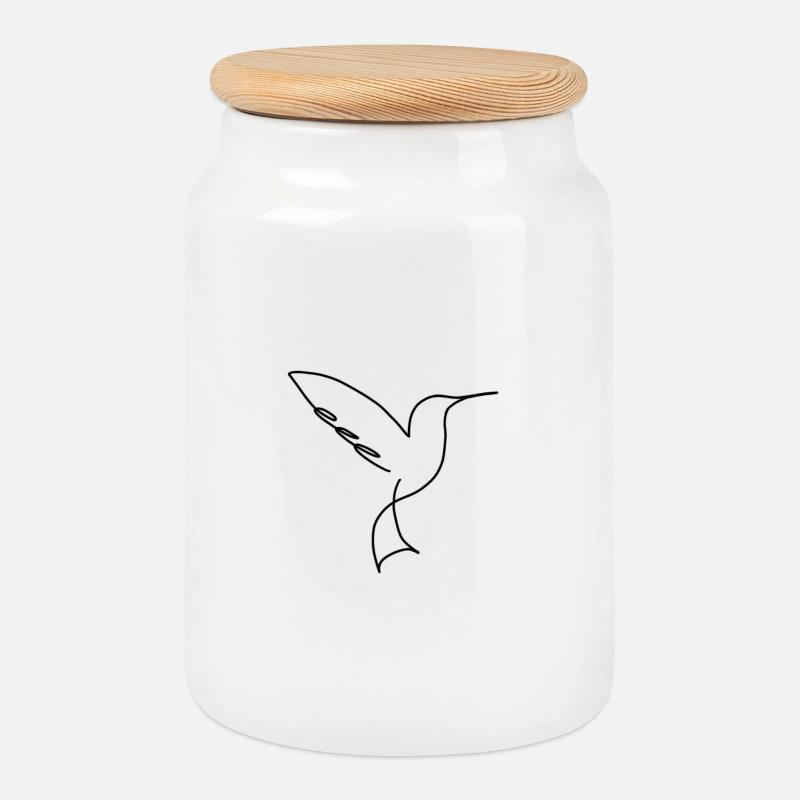 Silhouette de colibri - Simple design naturel - Boîte à biscuits avec couvercle en bois - blanc