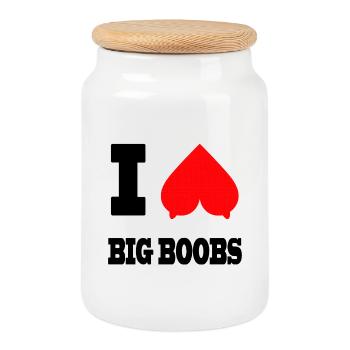 Heart Shape Geometric Pattern - Cookie Jar with Wooden Lid - white - Front