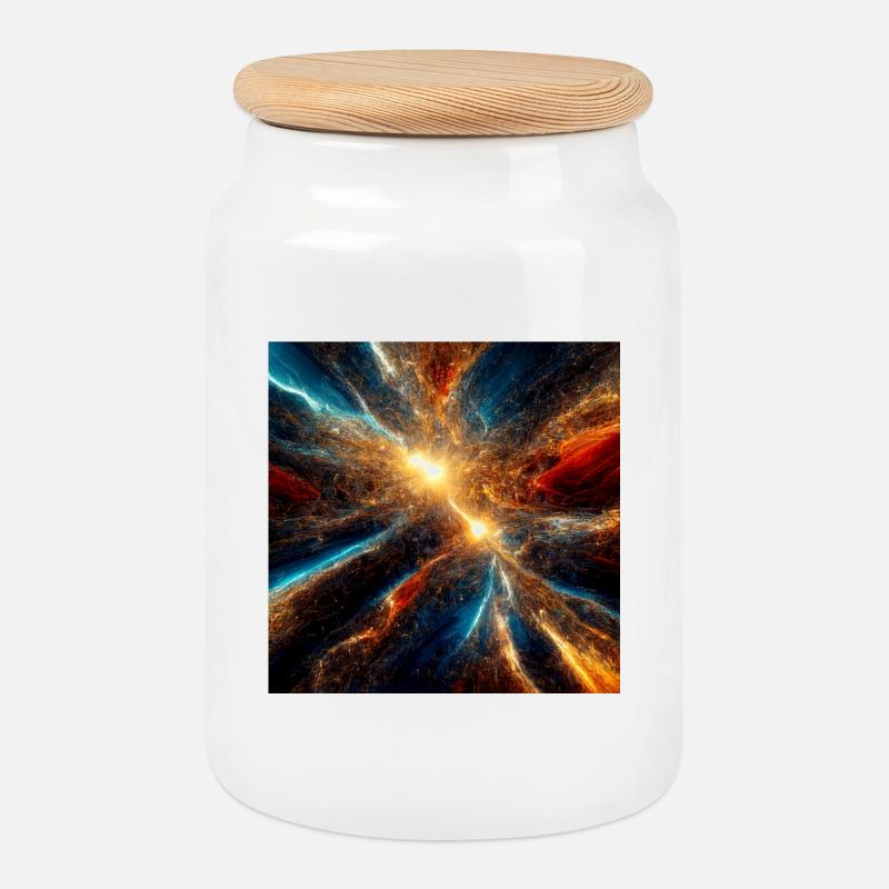 Cosmic Explosion Colors - Cookie Jar with Wooden Lid - white