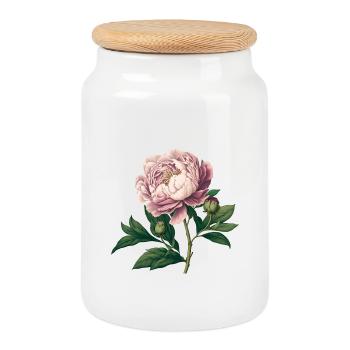 Traditionelle Pfingstrose - Vintage Rosa Aquarel - Keksdose mit Holzdeckel - Weiß - Vorne