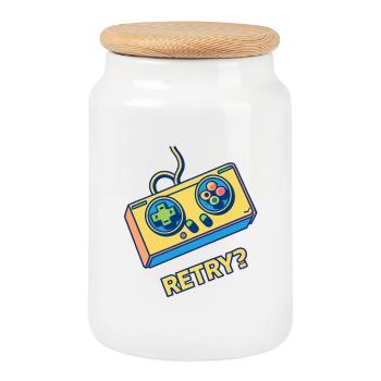Retro Controller Retry - Cookie Jar with Wooden Lid - white - Front