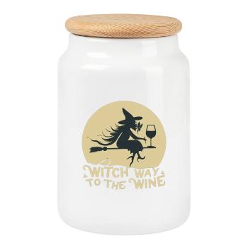 Chemin de la sorcière vers le vin - Boîte à biscuits avec couvercle en bois - blanc - Devant