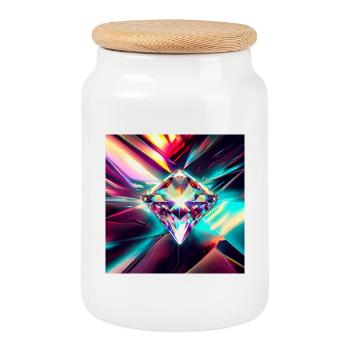 Diamant - Keksdose mit Holzdeckel - Weiß - Vorne