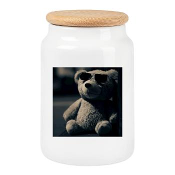 Teddy Cool - Keksdose mit Holzdeckel - Weiß - Vorne