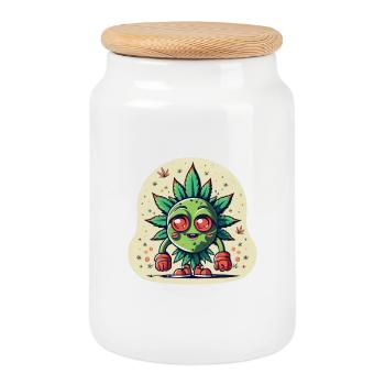 Brocoli Garçon - Boîte à biscuits avec couvercle en bois - blanc - Devant