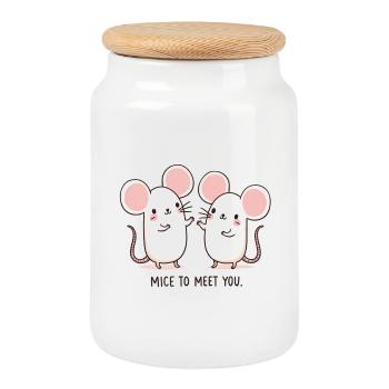 Mice to meet you Maus - Cookie Jar with Wooden Lid - white - Front