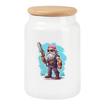 Pixel Rocker Longue Barbe Gaming Shirt de jeu - Boîte à biscuits avec couvercle en bois - blanc - Devant