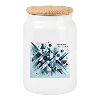 Season's Greetings - Cookie Jar with Wooden Lid - white - Front
