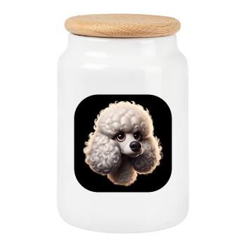 Poodle head in animation style - Cookie Jar with Wooden Lid - white - Front