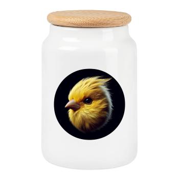 Mignon canari photoréaliste - Boîte à biscuits avec couvercle en bois - blanc - Devant