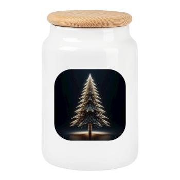 Weihnachtsbaum Polygone Licht Tannenbaum - Keksdose mit Holzdeckel - Weiß - Vorne