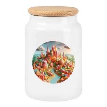 Candy World Landschaft bunt Animation - Keksdose mit Holzdeckel - Weiß - Vorne