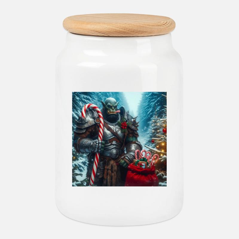Orc Weihnachten 3 - Keksdose mit Holzdeckel - Weiß