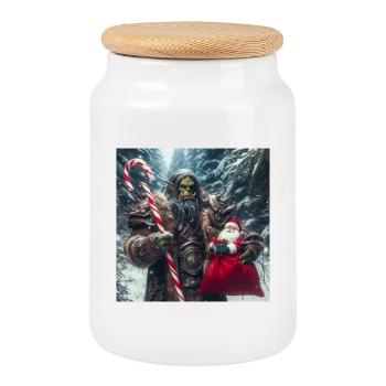 Orc Weihnachten 2 - Keksdose mit Holzdeckel - Weiß - Vorne