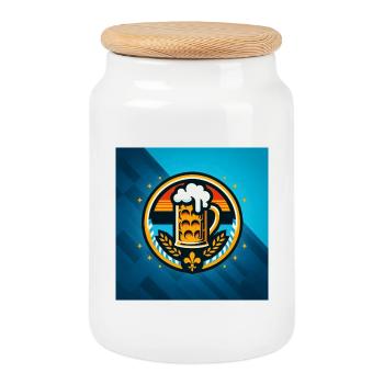 Logo de la bière 4 - Boîte à biscuits avec couvercle en bois - blanc - Devant