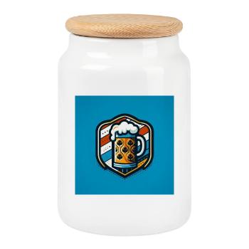 Bier Logo 1 - Keksdose mit Holzdeckel - Weiß - Vorne