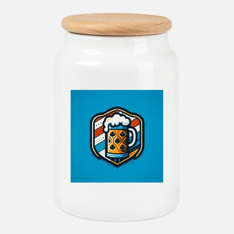 Bier Logo 1 - Keksdose mit Holzdeckel - Weiß
