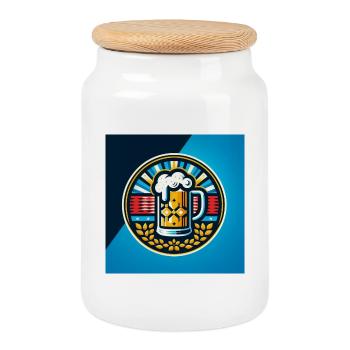 Bier Logo 3 - Keksdose mit Holzdeckel - Weiß - Vorne