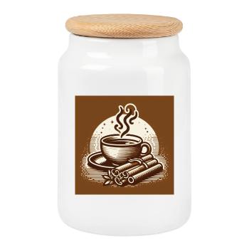 L’heure du thé - Boîte à biscuits avec couvercle en bois - blanc - Devant
