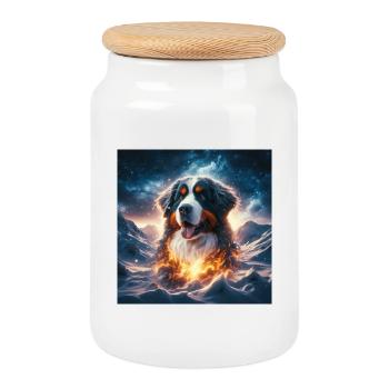 Berner Sennenhund - Keksdose mit Holzdeckel - Weiß - Vorne