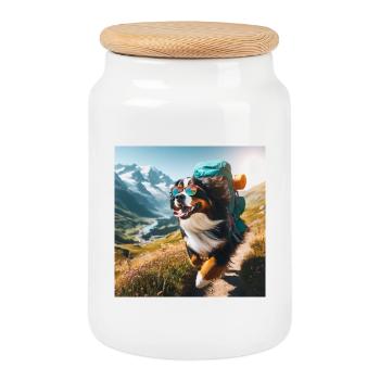 Berner Sennenhund - Keksdose mit Holzdeckel - Weiß - Vorne
