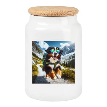 Berner Sennenhund - Keksdose mit Holzdeckel - Weiß - Vorne