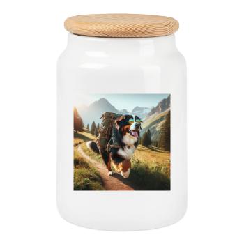 Berner Sennenhund - Keksdose mit Holzdeckel - Weiß - Vorne