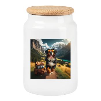 Berner Sennenhund - Keksdose mit Holzdeckel - Weiß - Vorne